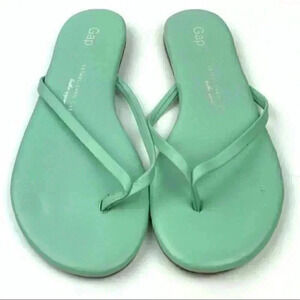Gap womens sandals sz 37 6 mint green leather barbiecore flipflops